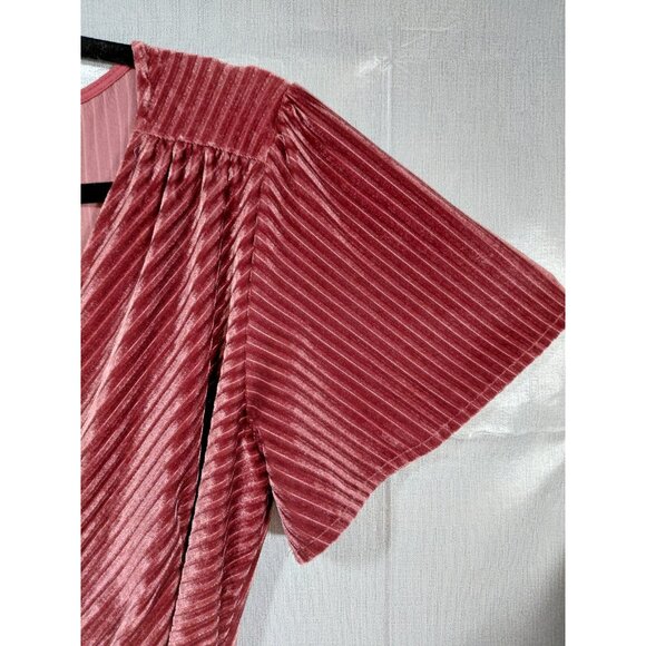 Baltic Born Ribbed Velvet Maxi True Wrap Dress XL Flowy Long Burgundy Formal - Picture 3 of 11